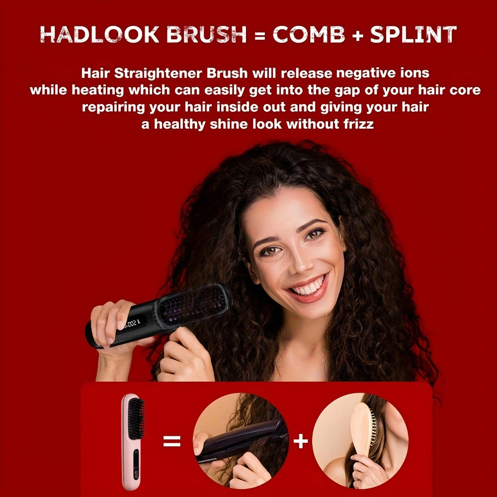 Electric Hot Comb Multifunctional Negative Ion Straight Hair Straightener Comb Anti-Scalding Styling Tool Straightening Brush