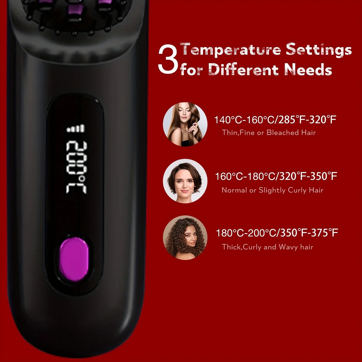 Electric Hot Comb Multifunctional Negative Ion Straight Hair Straightener Comb Anti-Scalding Styling Tool Straightening Brush