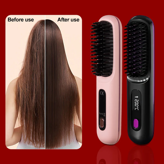 Electric Hot Comb Multifunctional Negative Ion Straight Hair Straightener Comb Anti-Scalding Styling Tool Straightening Brush